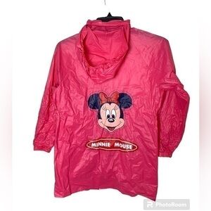 Disney Mickey Mouse Minnie Mouse Raincoat Rain Coat Windbreaker Hooded Pink